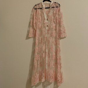 Pink and White Lace Coat